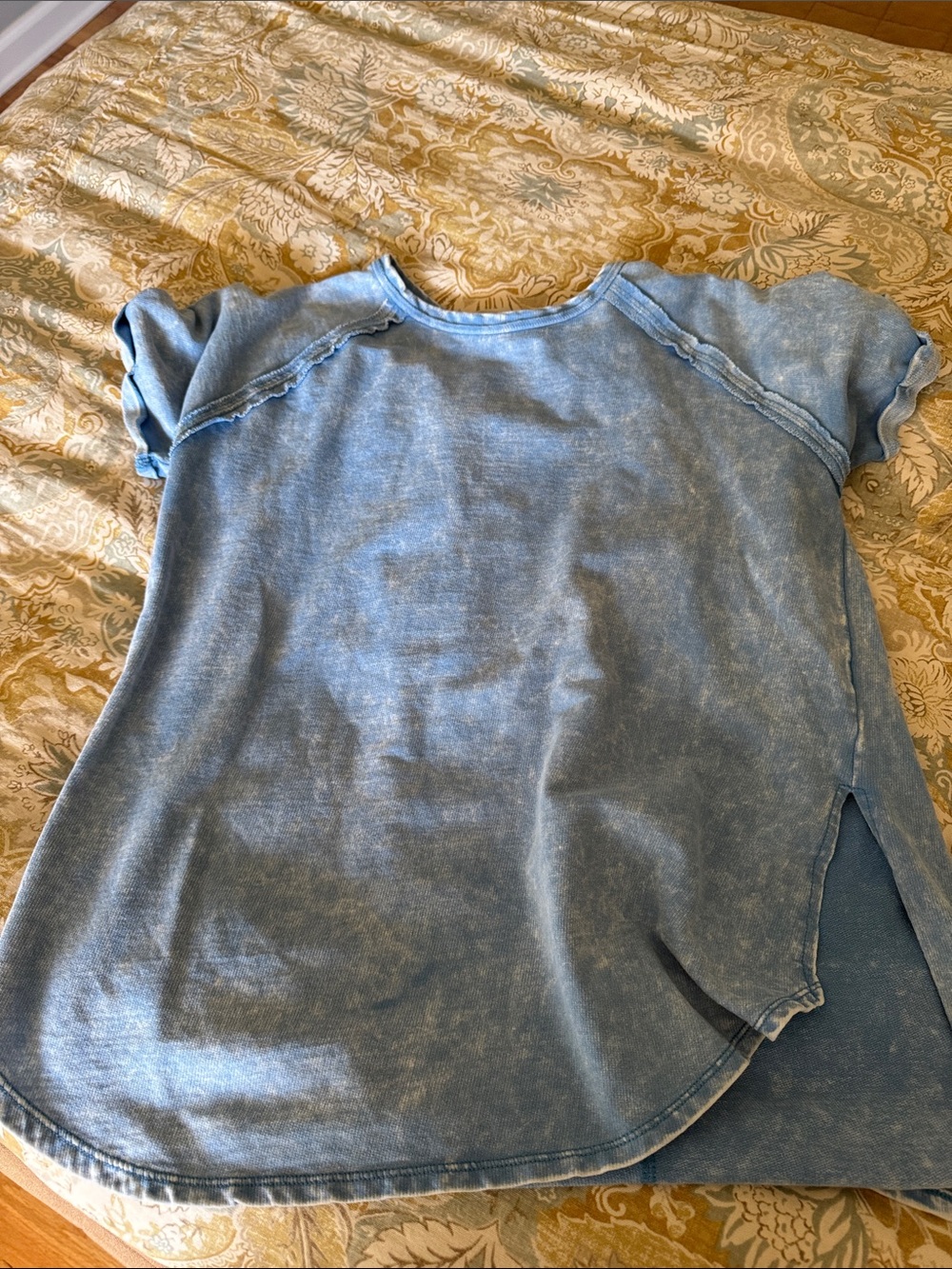 Zenana Outfitters Faded Denim-Blue Short Sleeve Tee